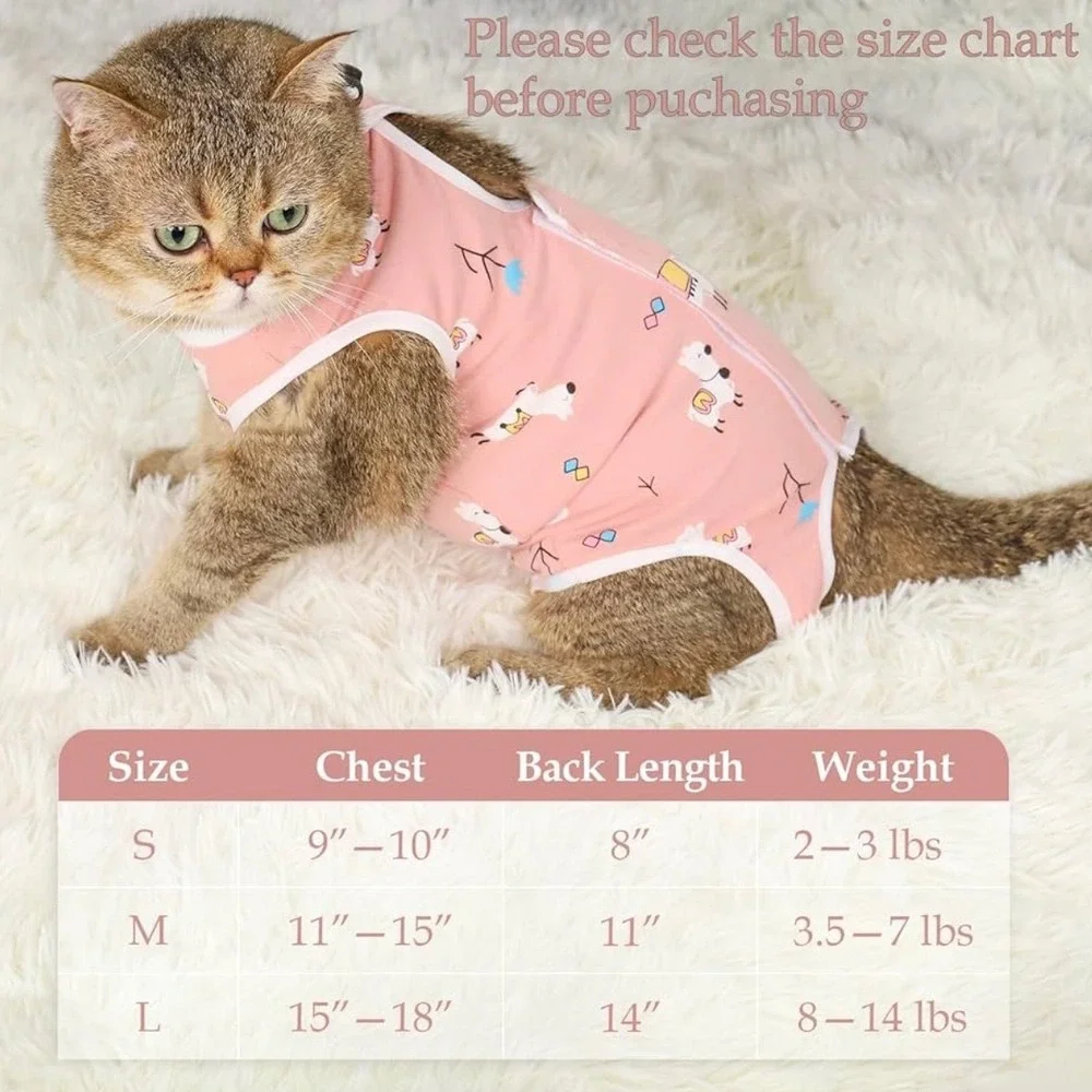 Cat Recovery Suit White Cat Print Surgical Snuggly Onesie Size Large L